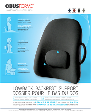 ObusForme Lowback backrest support - Ergomedics ObusForme Lowback backrest support - Ergomedics