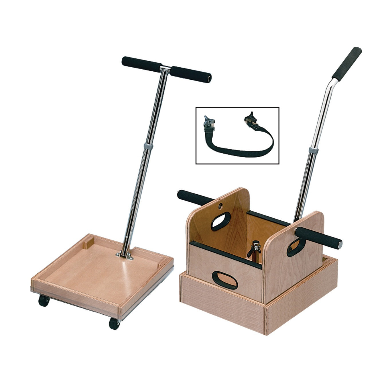 Mobile Weighted cart with T-handle, accessory box, and sled with straight handle
