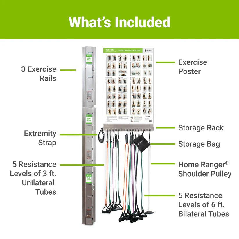 Web-Slide Exercise Rail, Stainless Steel, 3 Rails, 28" Each/84" Total, Deluxe Set