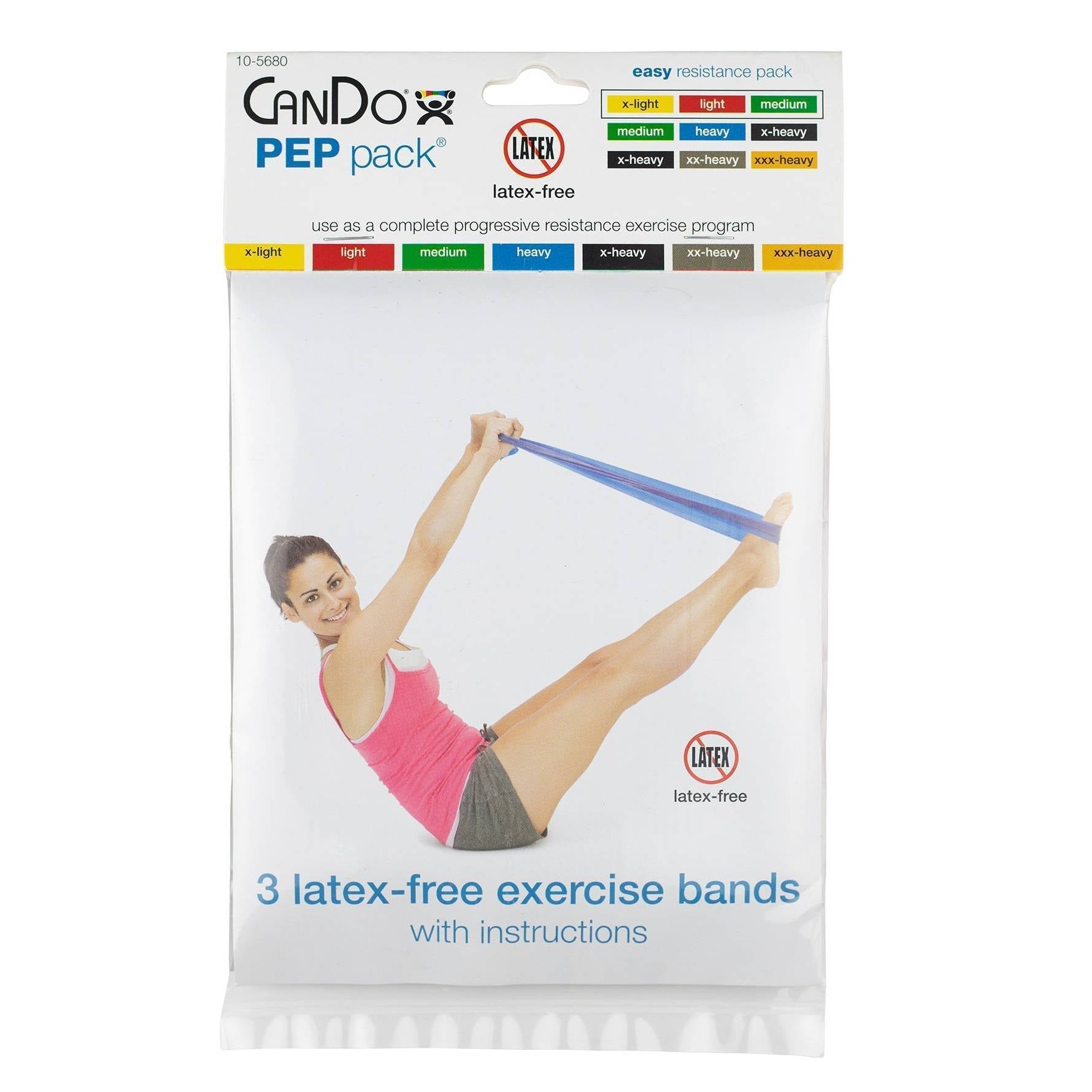 CanDo Latex-Free Exercise Band – Easy (Yellow, Red, Green)