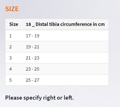 Size chart for Foot lifting