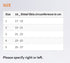 Size chart for Foot lifting