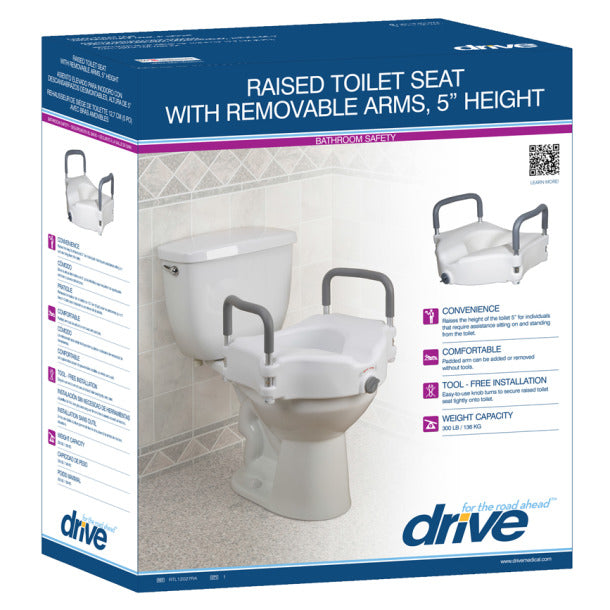 Raised Toilet Seat with Tool-free Removable Arms - physio supplies canada
