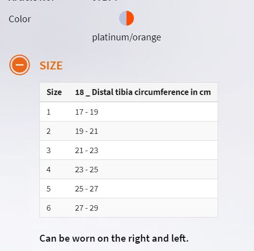 Supreme Ankle Support Size Chart for Canada Ontario