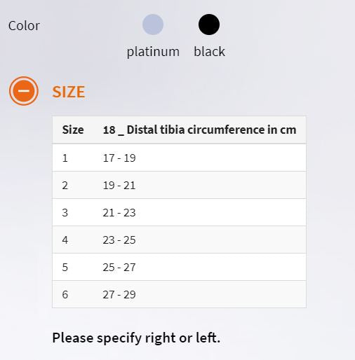 Functional Ankle Bandage Size Chart