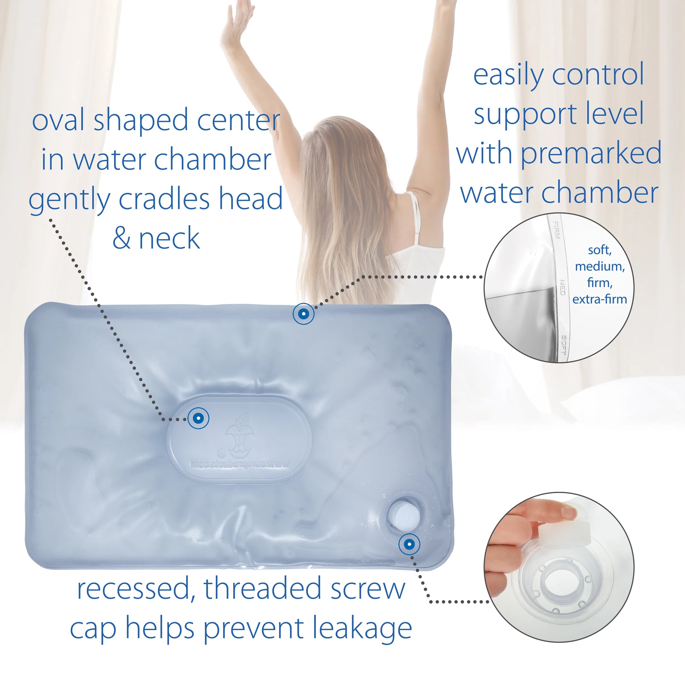 Tri Core Water Pillow Adjustable Cervical Support Pillow Physio