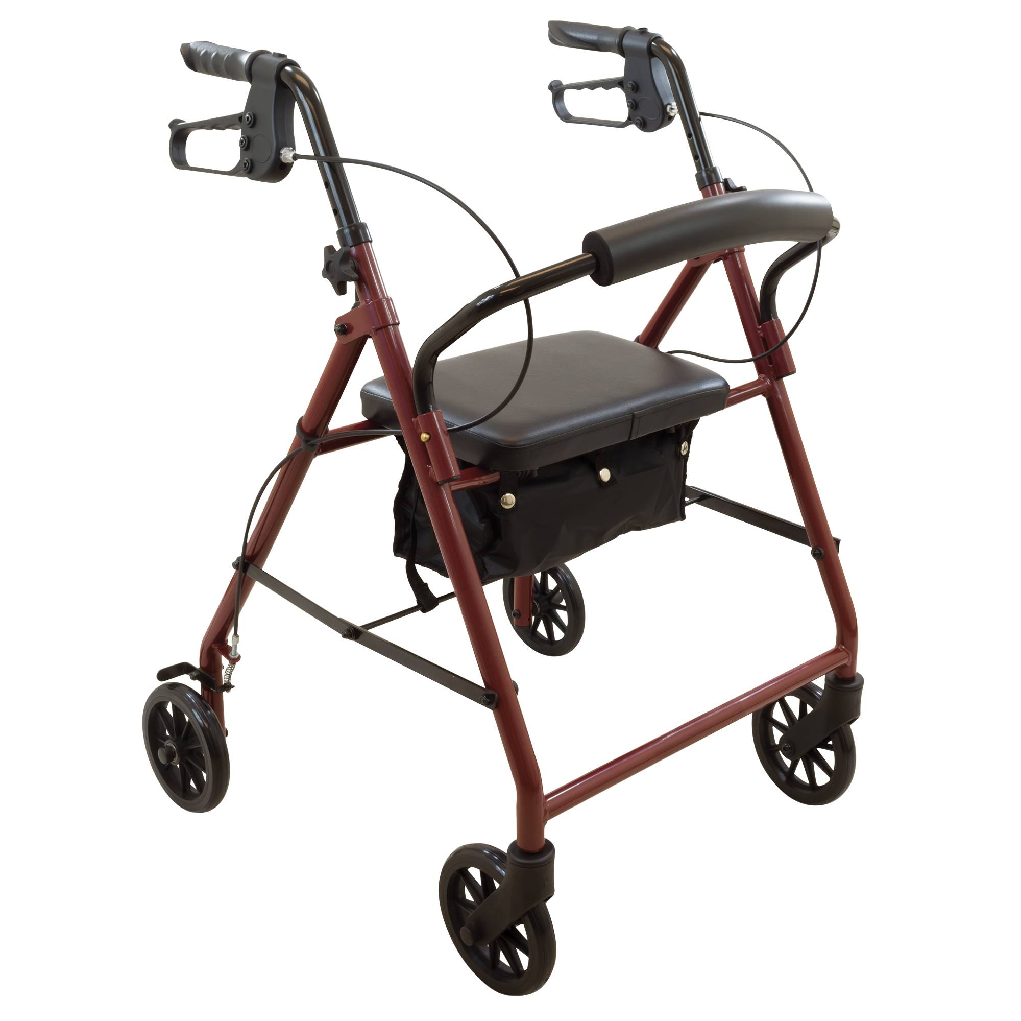 ProBasics Steel Rollator, 6″ Wheels, Burgundy, 300 lb Weight Capacity - physio supplies canada