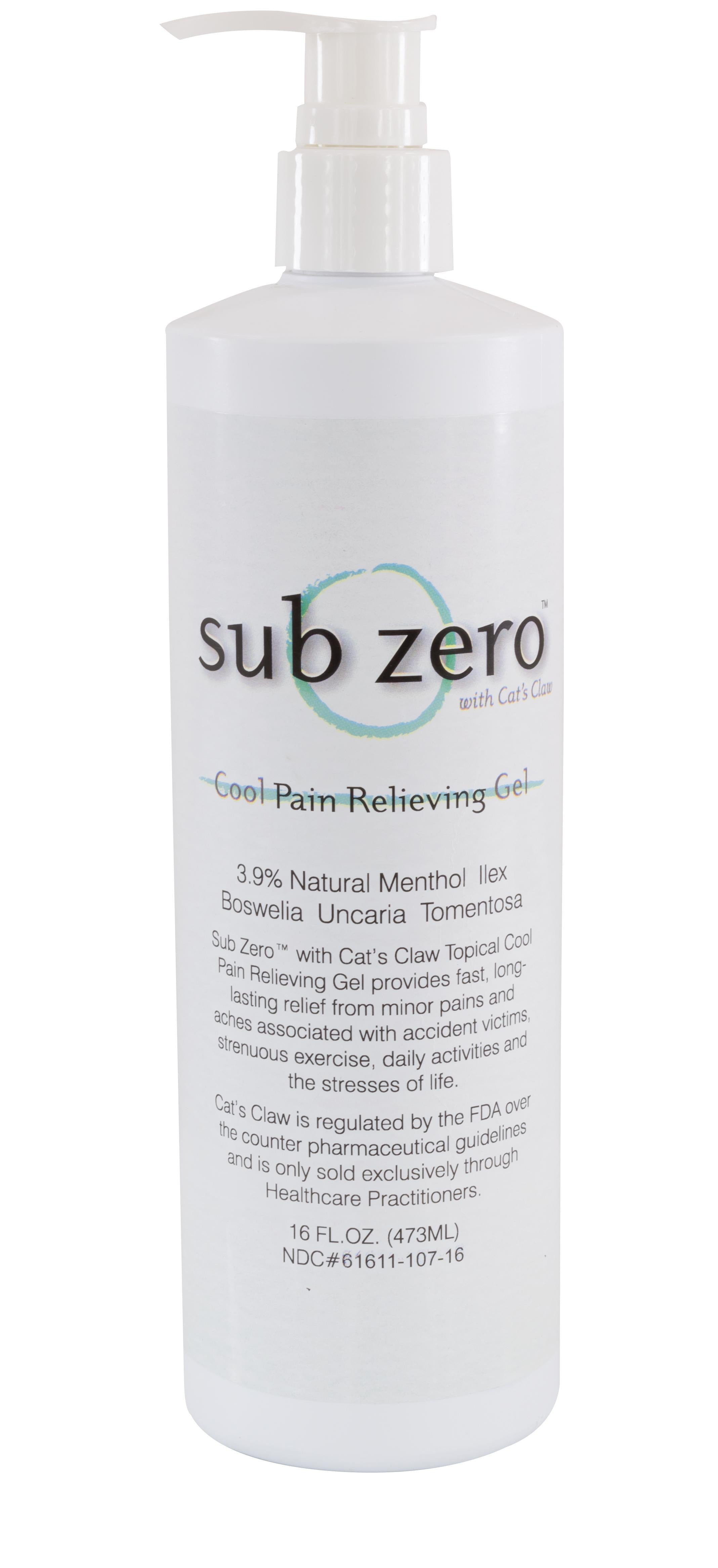 Sub Zero Cool Pain Relieving Gel, 16 oz. with Pump - physio supplies canada