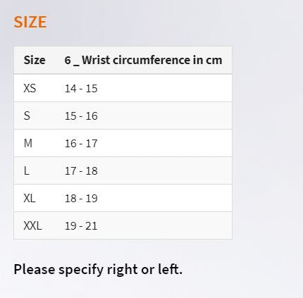 Wrist Brace Size Chart