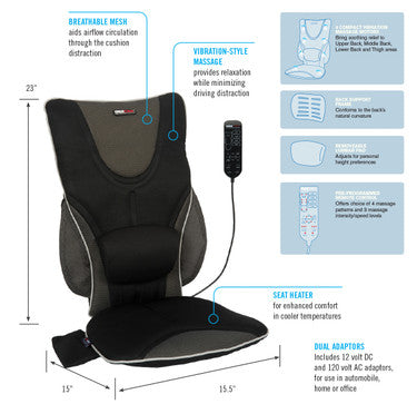 Backrest Support Driver's Seat Cushion with Heat and Massage