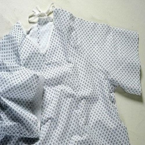 Universal Patient Gown – White with Flake design - physio supplies canada