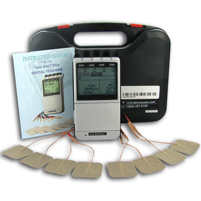 TENS EMS Combo Unit Electro Muscle Stimulator by Quad Stim Plus - 4  Channels - OTC Stim Tens Machine for Pain